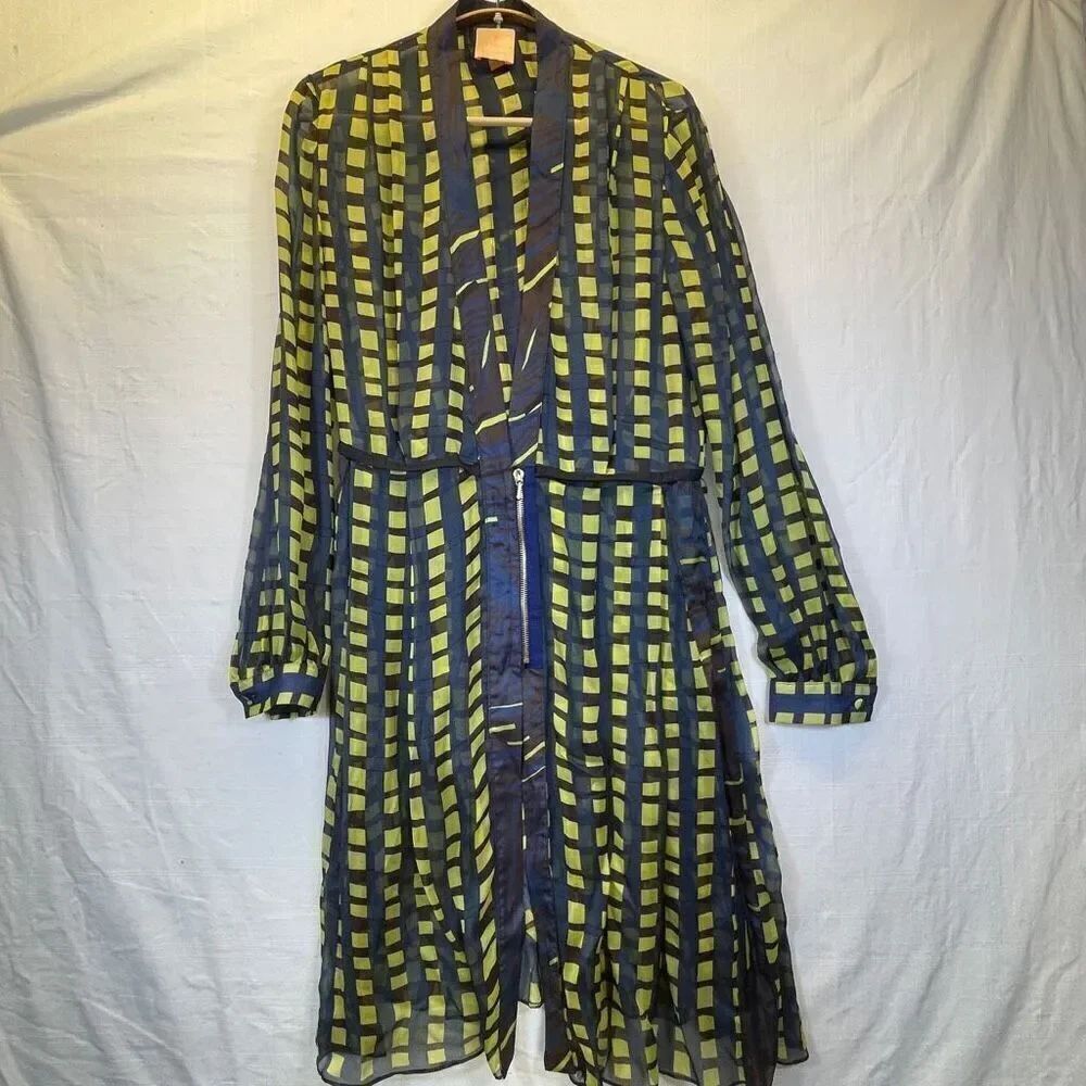 Patricia Schmidt Green Blue Patterned Bathing Suit Swim Cover Up Size Medium